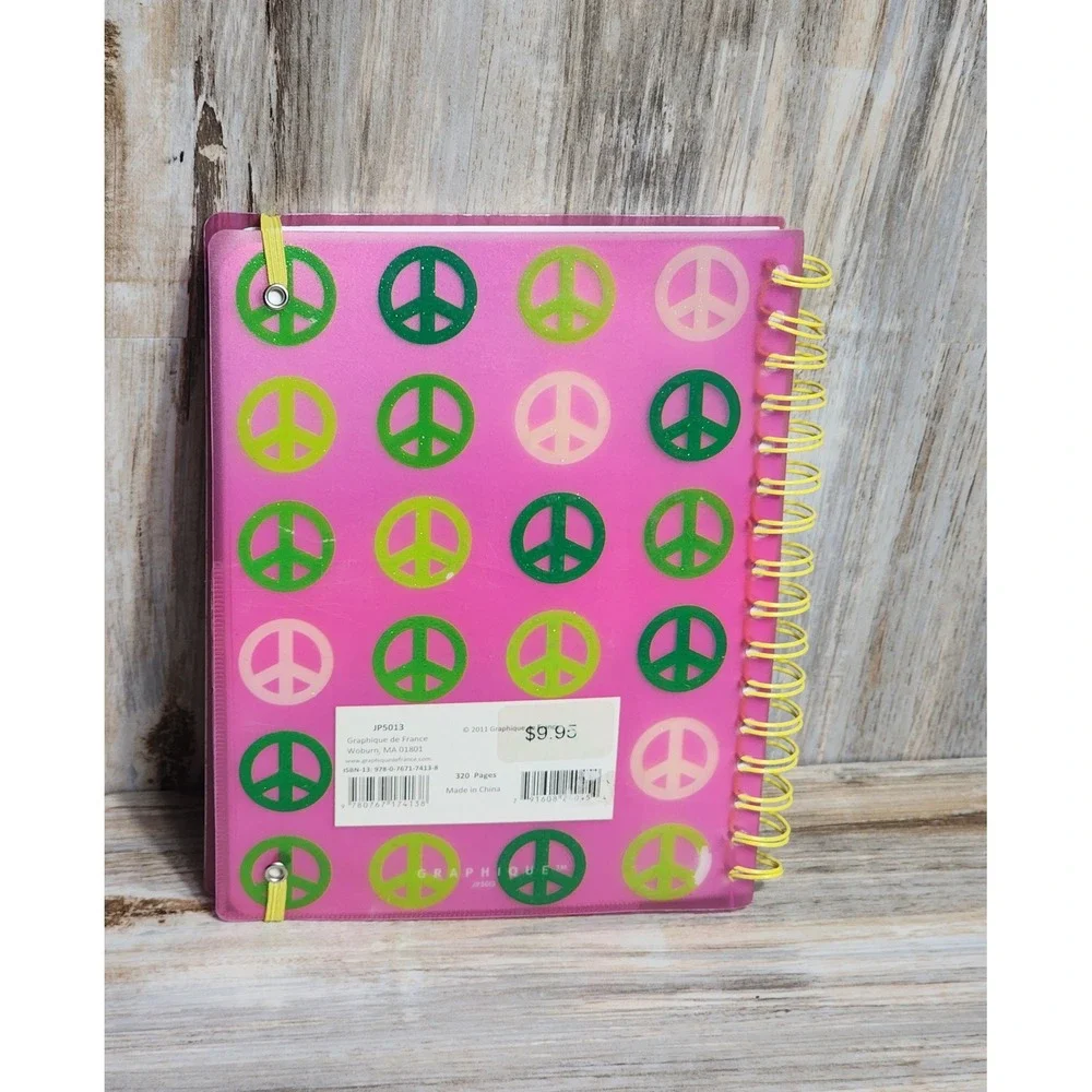 Graphique de France Peace Sign Spiral Journal Pink Green JP5013 320 Pages
